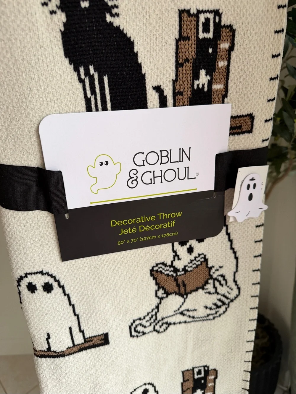 Viral Ghost Reading a Book with Cats Halloween Blanket